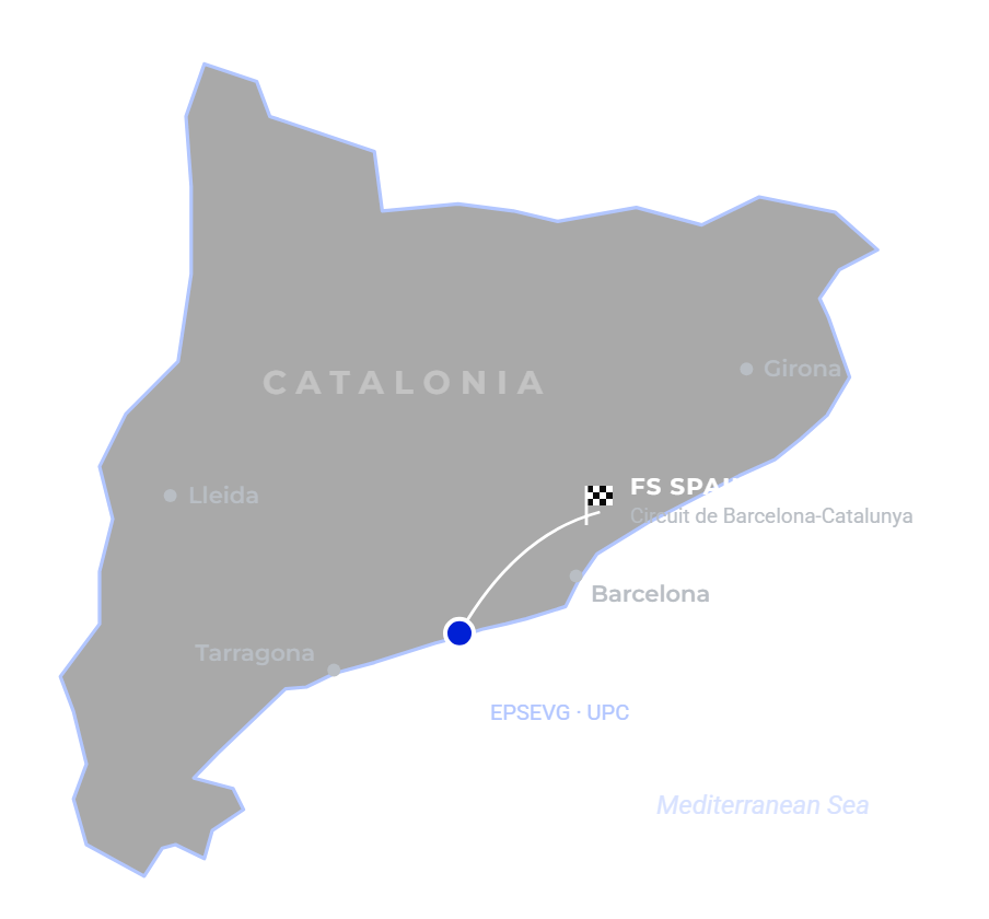 Map of Catalonia with Vilanova i la Geltrú and the Circuit de Barcelona-Catalunya